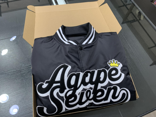 Crown drip letterman jacket - Agape Seven Clothing Company