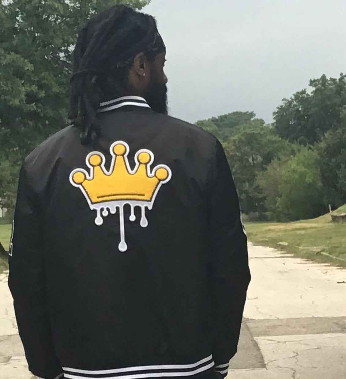 Crown drip letterman jacket