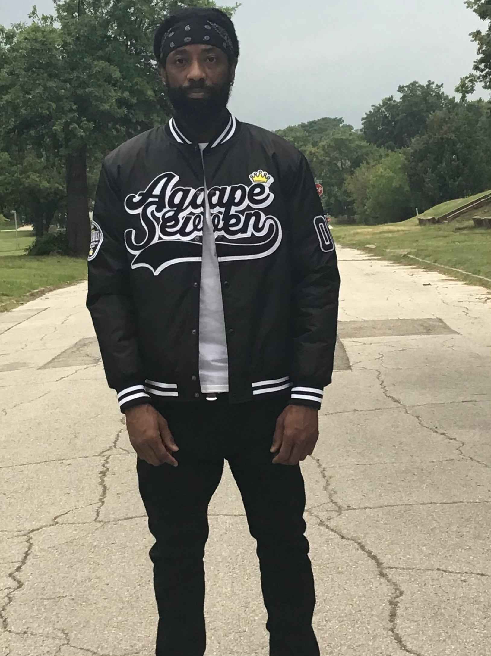 Crown drip letterman jacket